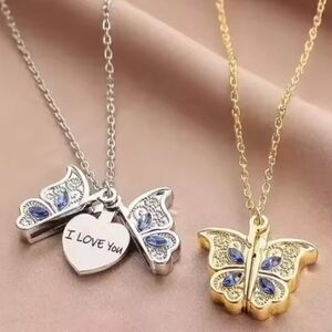 Butterfly Necklace I Love You Necklace Can Open Pendant